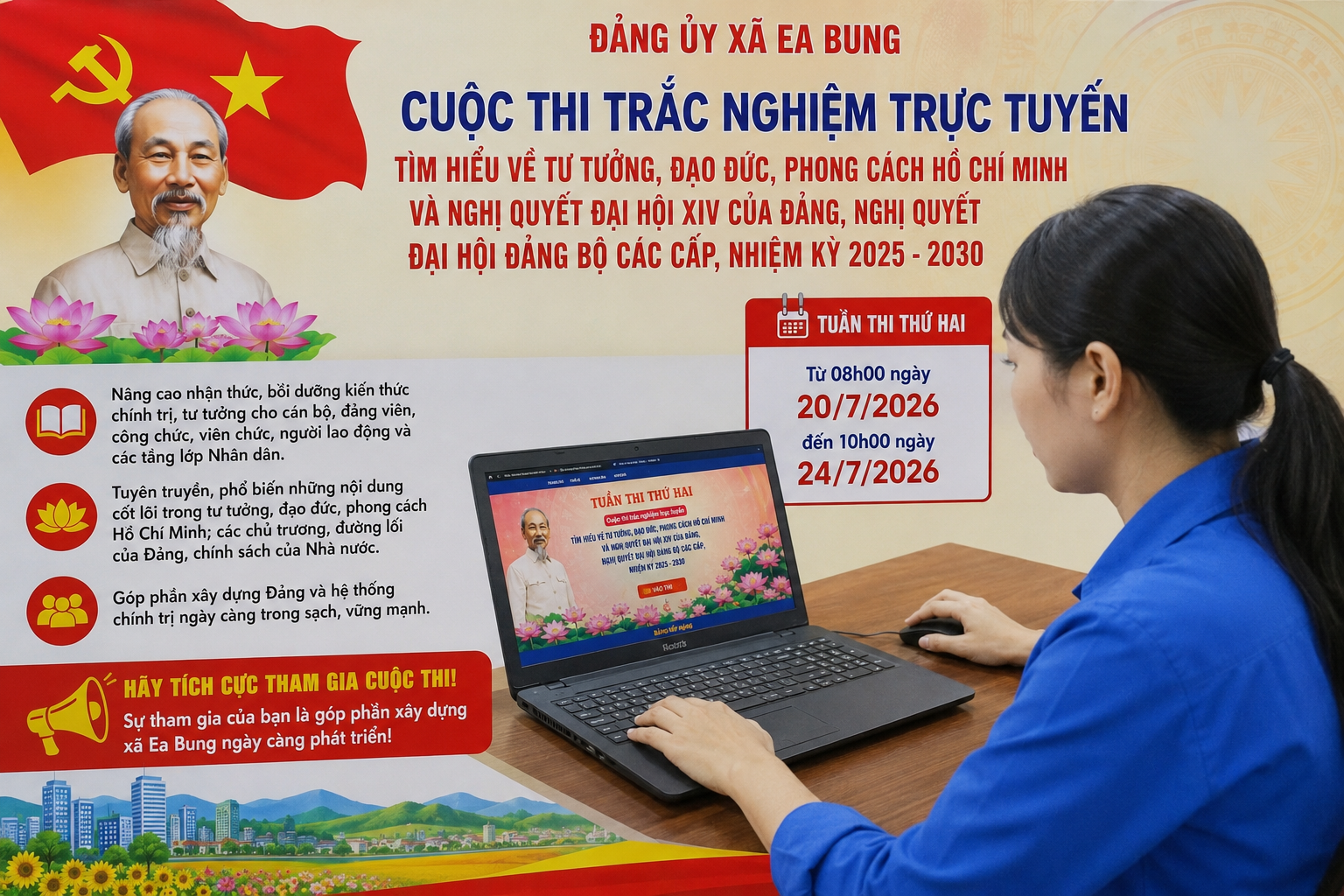 Tuần thi thứ hai Cuộc thi trắc nghiệm trực tuyến tìm hiểu về tư tưởng, đạo đức, phong cách Hồ Chí Minh và Nghị quyết Đại hội XIV của Đảng, nghị quyết đại hội đảng bộ các cấp, nhiệm kỳ 2025–2030
